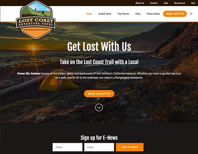 Lost Coast Adventurer Tours home page screenshot 