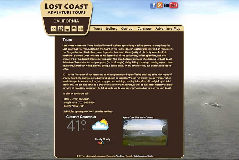 Lost Coast Adventure Tour old website screenshot