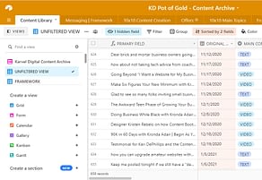 Pot o Gold content marketing database screenshot